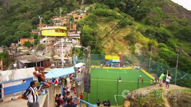 flight of stairs of soccer game in a favela