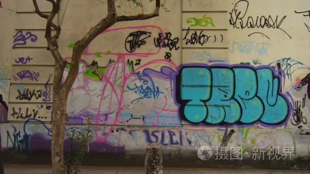 在里约热内卢的墙上涂鸦视频