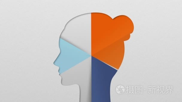 Three result shape of woman head for diagram  chart. presentatio