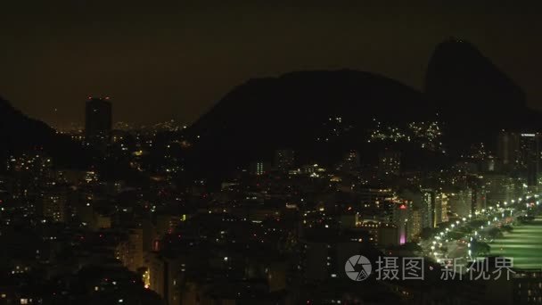 晚上在里约热内卢城市景观视频