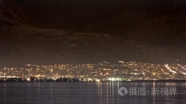 在犹他州水上的夜城市景观视频