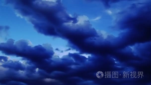 天空中云朵黄昏视频