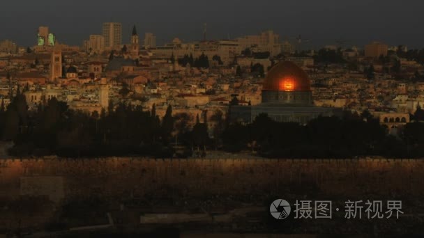 日出和在耶路撒冷的阴影