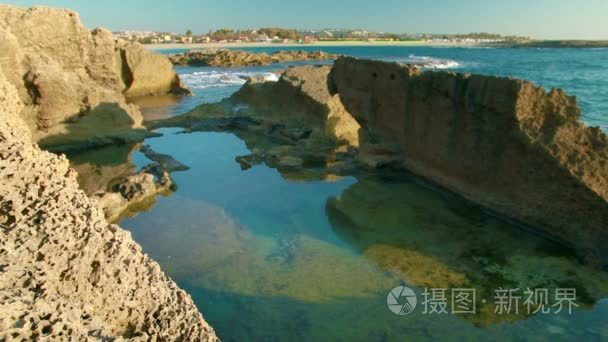 在以色列在地中海的岩石潮汐池视频