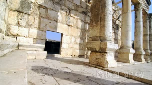 古代犹太教堂遗址的迦百农视频