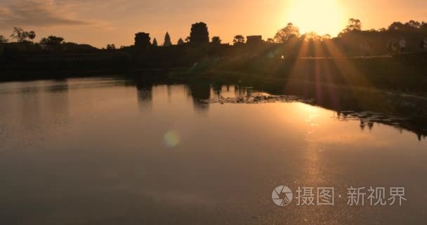 日出吴哥窟柬埔寨古代石毁寺视频