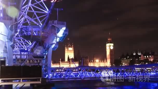 London Eye Ferris Wheel and Big Ben