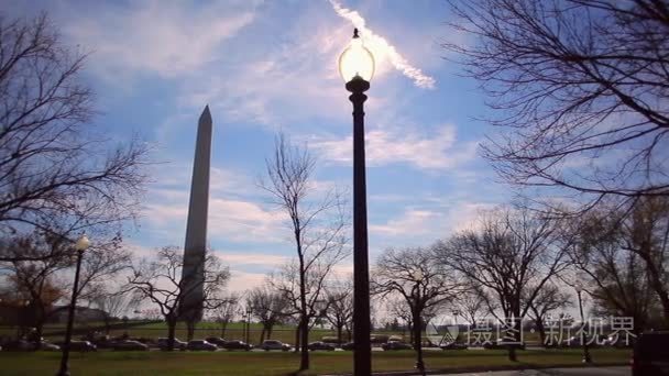 华盛顿纪念碑在阳光明媚的一天视频