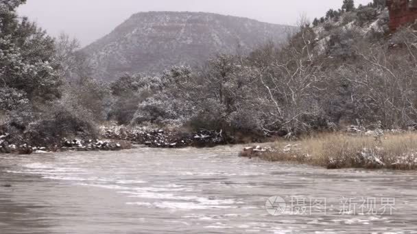 冬季在流上洪水泛滥视频