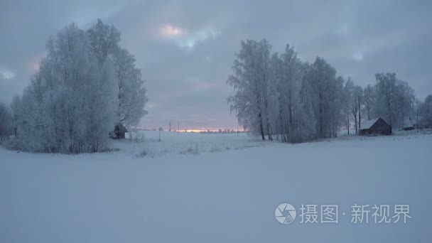 在冬天的早晨，时间推移 4 k 日出