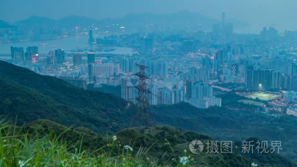 Day to night transition from Fei ngo shan Kowloon Peak night tim