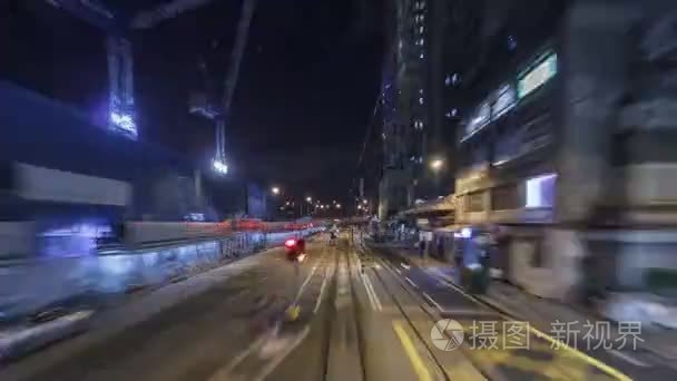 View from double-decker tram on street of HK timelapse hyperlaps