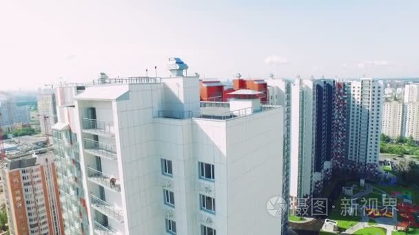 新住宅面积莫斯科夏日的鸟瞰图视频