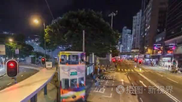 View from double-decker tram on street of HK timelapse hyperlaps