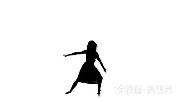 Graceful girl with long hair dance modern contemporary style and