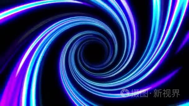 抽象的明亮紫色和蓝色隧道视频