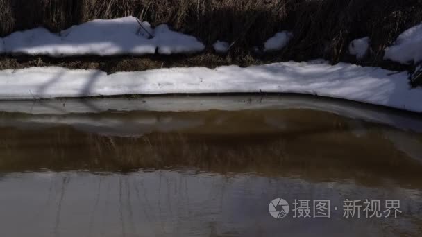 水镜和雪覆盖的海岸视频