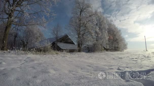 冬天的早晨，时间推移 4 k 的宅基地的日出