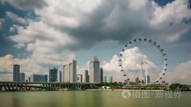 阴天光线著名新加坡摩天观景轮 4 k 时间流逝