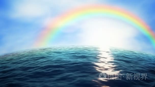 Rainbow over the ocean seamless loop