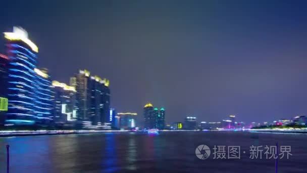 中国夜照明广州市河骑 4 k 时间流逝