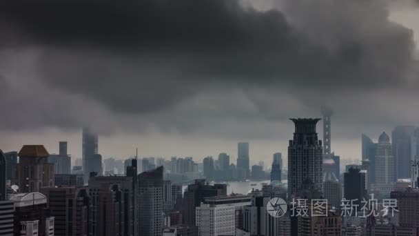 阴雨天气 4 k 时间流逝从上海市天台