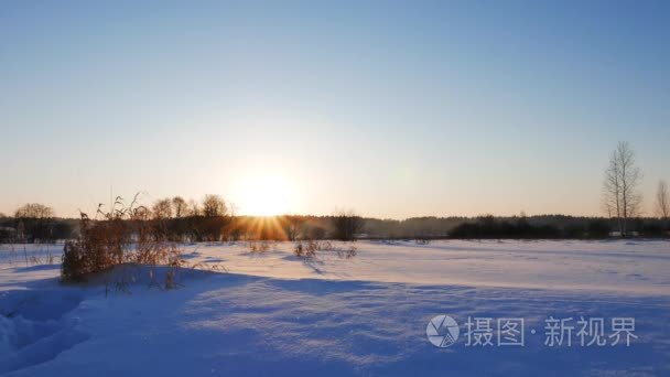 冬季风景日落时视频