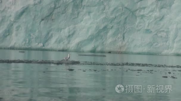 海上仙山和反映水的大冰山视频