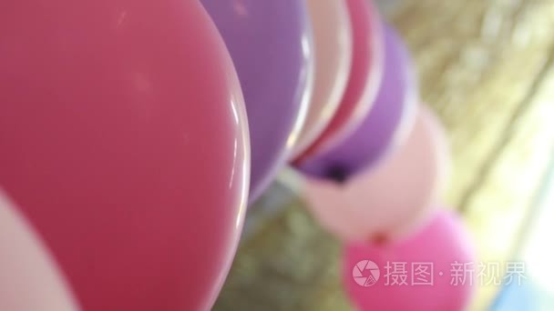 Festive decorations with pink  purple balloons  dynamic change o