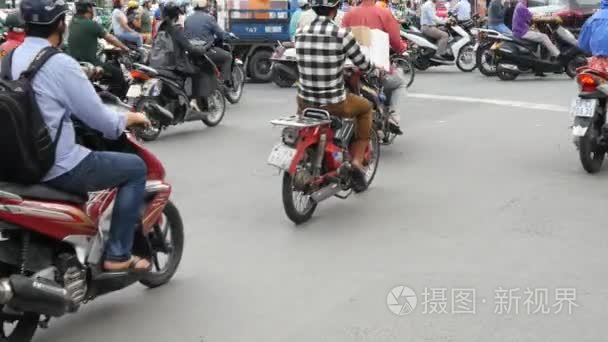 胡志明的道路上交通混乱视频