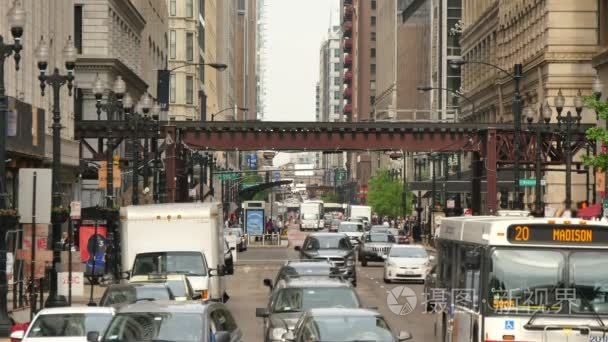 市中心的芝加哥街头交通视频