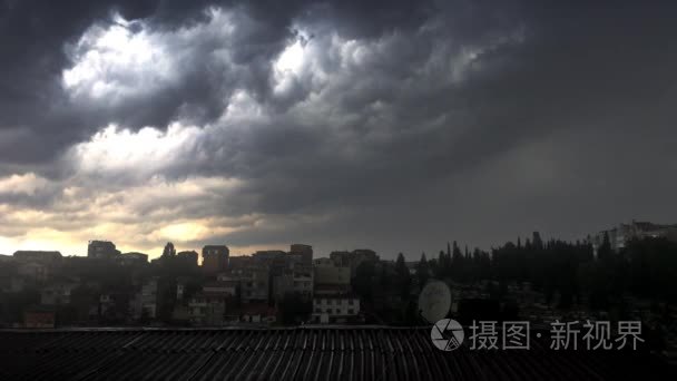 时间流逝的台风暴雨天气雨开始视频