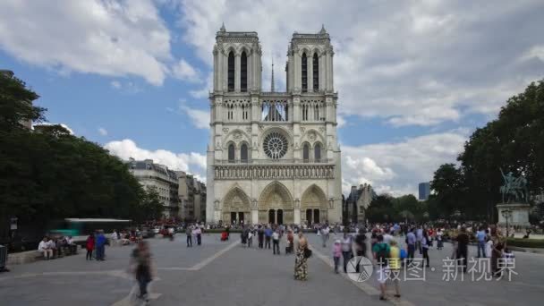 Notre Dame Cathedral with tourists visiting