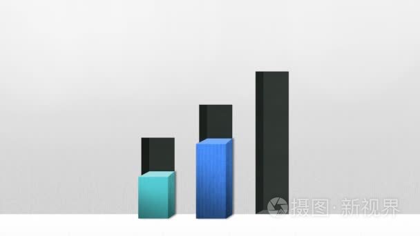 Three 3D square bar Chart  Increase economic graph (included alp