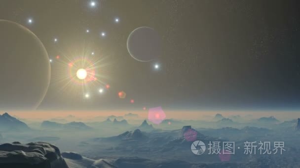 两颗卫星在太空深处视频