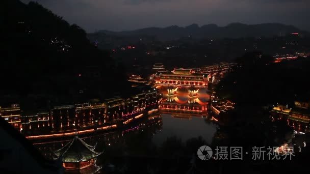 中国凤凰夜全景视频