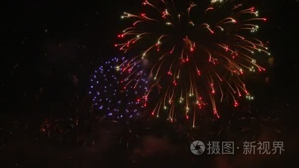 美丽的日本烟花在夜空中视频