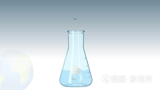 实验室瓶与地球行星泡沫视频