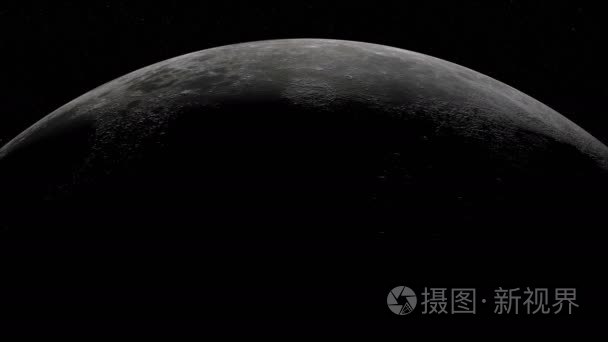 月亮的逼真的动画。行星地球空间视图