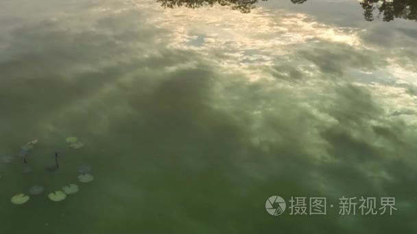 水牛城湖落日的绚丽色彩