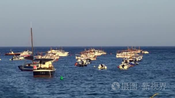 Boats in the ocean en Tamariu (small village in Costa Brava  Cat