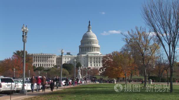 在华盛顿的国会大厦走道视频