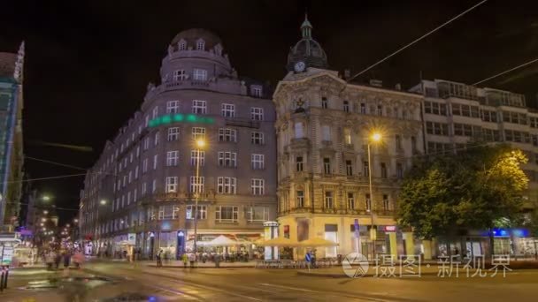 Wenceslas Square in Prague at night timelapse hyperlapse  dusk t