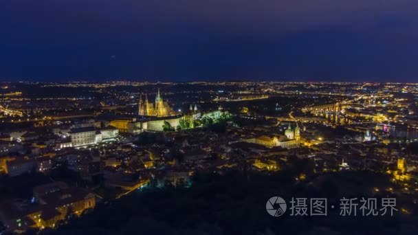 Wonderful night timelapse View To The City Of Prague From Petrin