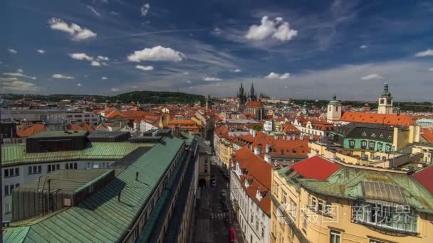 View from the height Powder Tower in Prague timelapse. Historica