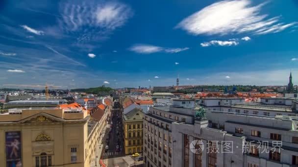 View from the height Powder Tower in Prague timelapse. Historica