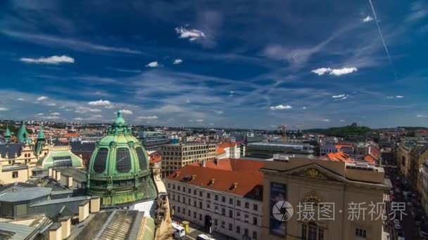 View from the height Powder Tower in Prague timelapse. Historica