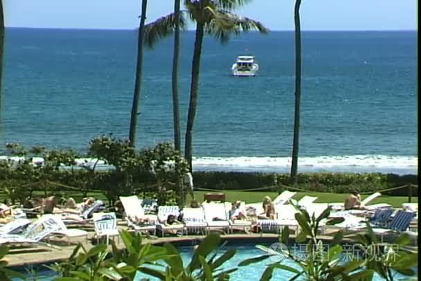 度假村酒店游泳池视频