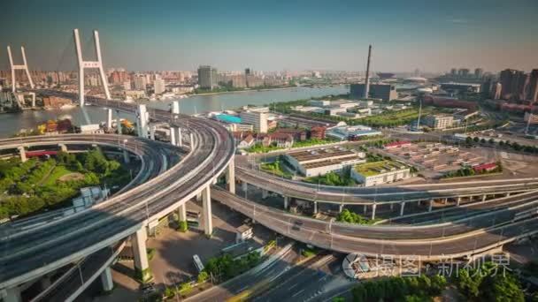 上海夜交通道路桥梁市区全景图 4 k 时间推移中国