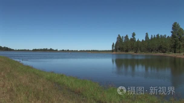 湖水和岸在白山湖畔视频